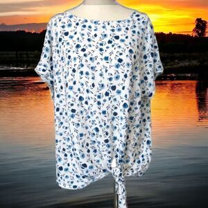 Beach Lunch Lounge Bll Tumi Top Tie Blouse Floral Cottagecore Prairie Lrg Shirt.